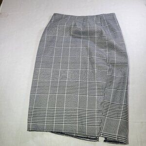Parisian Petite Plaid Black & White Houndstooth Classic Pencil Skirt Size 6